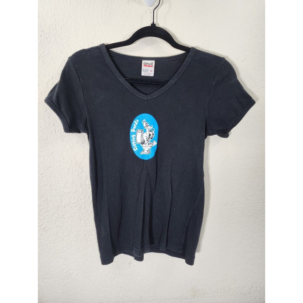 Vintage Sitting Ducks Womens M T-Shirt Black Y2K Anvil Michael Bedard Graphic